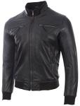 Men’s Slim-Fit Soft Leather Bomber Jacket