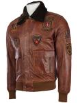 Men's Leather Aviator Bomber Jacket - 5XL