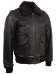 Men's Black Leather Aviator Bomber Jacket - 2XL