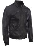 Men’s Slim-Fit Soft Leather Bomber Jacket