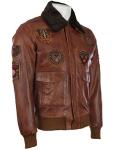 Men's Leather Aviator Bomber Jacket - 5XL