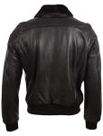 Men's Black Leather Aviator Bomber Jacket - 2XL