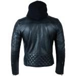 Men's Vintage Leather Biker Jacket with Hood