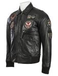 Men's Soft Leather Pilot Fashion Jacket - Black