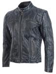 Men's Leather Biker Jacket in Frosty Blue