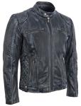 Men's Leather Biker Jacket in Frosty Blue