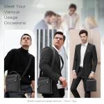 Men's Black Leather Shoulder Bag with Adjustable Strap