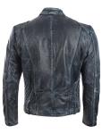 Men's Leather Biker Jacket in Frosty Blue