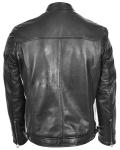 Men's Black Leather Biker Jacket with Badges