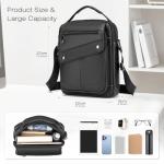 Men's Black Leather Shoulder Bag with Adjustable Strap