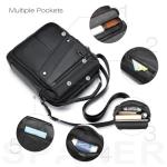 Men's Black Leather Shoulder Bag with Adjustable Strap