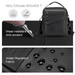 Men's Black Leather Shoulder Bag with Adjustable Strap