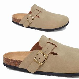 Men's Faux Suede Clogs with Cork Footbed