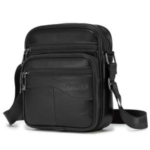 Men's Genuine Leather Crossbody Sling Bag in Black