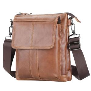 Stylish Brown Leather Crossbody Bag for Men