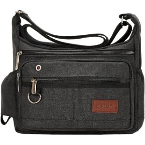 Eshow Men's Retro Canvas Messenger Bag - Black