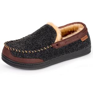 Men's Moccasin Slippers with Memory Foam, Black