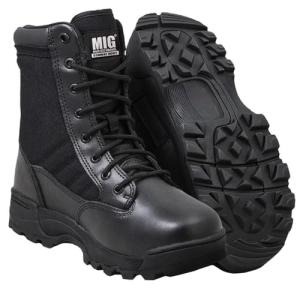 Men's Black Tactical Combat Boots with Side Zip