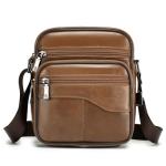 Men's Brown Leather Messenger Shoulder Bag