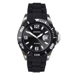 Sekonda Men's 44mm Black Silicone Strap Watch