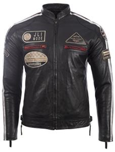 Men's Black Leather Biker Jacket - Super Soft