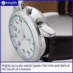 Men's Radio Controlled Talking Watch with Leather Strap