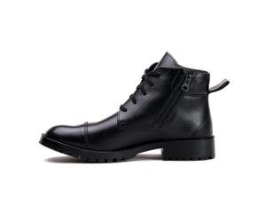 Black Leather Lace-Up Work Shoes for Men
