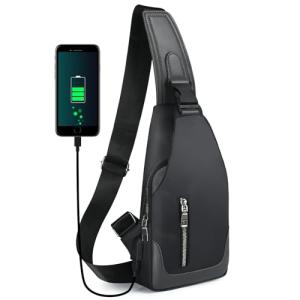 Aucuu Men's Anti-theft Sling Bag with USB Port
