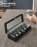 Sleek Watch Box with 6 Slots and Glass Lid