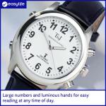 Men's Radio Controlled Talking Watch with Leather Strap