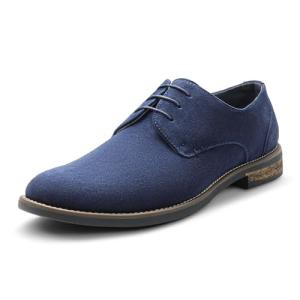 Navy Suede Lace-Up Derby Shoes for Men