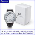 Men's Radio Controlled Talking Watch with Leather Strap