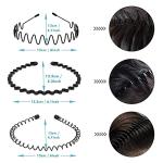 Black Non-Slip Metal Headbands for Men (6 Pack)