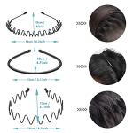 Black Non-Slip Metal Headbands for Men (6 Pack)