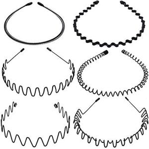6 Pack Men's Elastic Hair Bands and Headbands