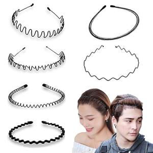 WUBAYI 6-Piece Unisex Non-Slip Metal Headband