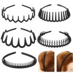 5-Pack Non-Slip Wavy Teeth Headbands for All