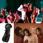 Silky Long Tail Durag Cap for Waves (Black)