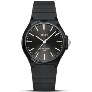 Minimalist Men's Analog Quartz Watch with Black Strap