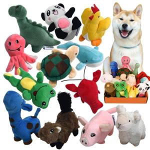 Squeaky Plush Dog Toy Pack - 12 Chew Toys