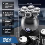 5-in-1 Elektrischer Glatzenrasierer mit 7 Köpfen