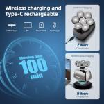 Elektrischer Glatzenrasierer 5-in-1 mit 7 Köpfen