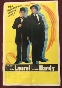 LAUREL AND HARDY POSTER ONE SHEET 1947 RE-RELEASES STOCK POSTER VERY RARE