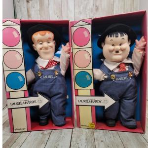 Vintage 1986 Laurel & Hardy 12" Stuffed Doll Figures w/ Original Box