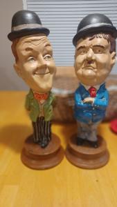 Laurel and Hardy Vintage Hand-Painted Statues