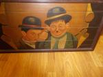 Laurel And Hardy Vintage Wooden Sign Wall Art 24"X35.5"  Oil On Wood *Rare*