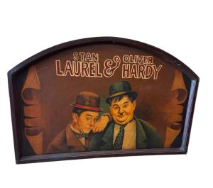 Laurel And Hardy Vintage Wooden Sign Wall Art 24"X35.5" 1940s Oil On Wood *Rare*