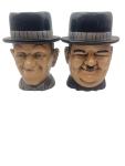 Vintage Laurel & Hardy in Top Hats/  Sculptured Ceramic Mugs Cups