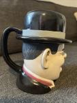 Vintage Oliver Hardy Of Laurel & Hardy Figural Ceramic Face Mug Head