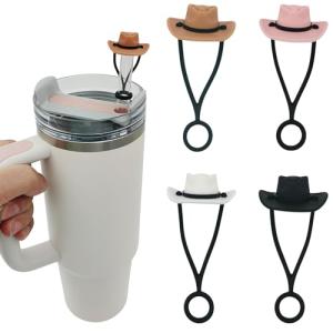Cute Cowboy Hat Silicone Straw Covers for Stanley Cups